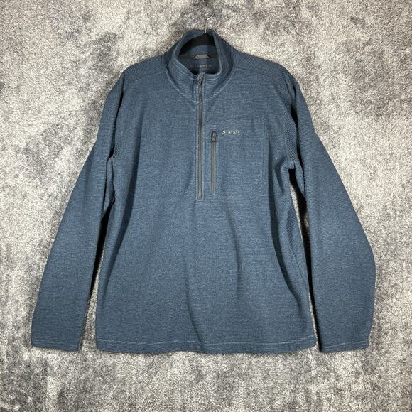 Simms Pullover Mens Large Blue Quarter Zip Polyester Fishing Outdoor Sweater - Picture 1 of 7